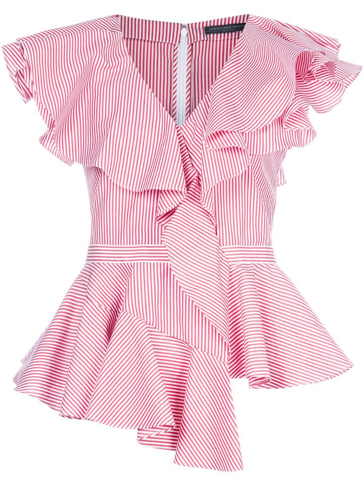 Alexander Mcqueen Frill Trim Striped Blouse - White