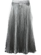 Christopher Kane Lamé Pleated Skirt, Women's, Size: 40, Grey, Silk/polyester/acetate