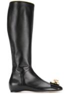 Gucci Pearl And Gem Embellished Calf Length Boots - Black