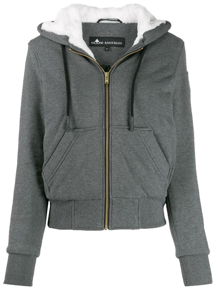 Moose Knuckles Zip Up Hoodie - Grey