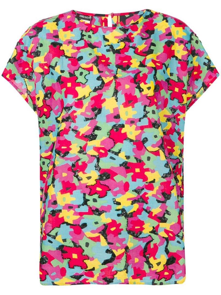 Fendi Pre-owned 1990's Puzzle Print T-shirt - Red