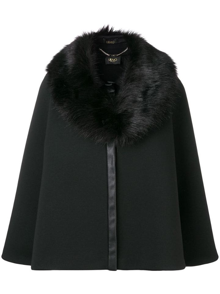 Liu Jo Fur Collar Oversized Jacket - Black