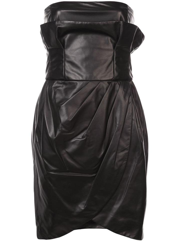 Versace Strapless Leather Dress - Red