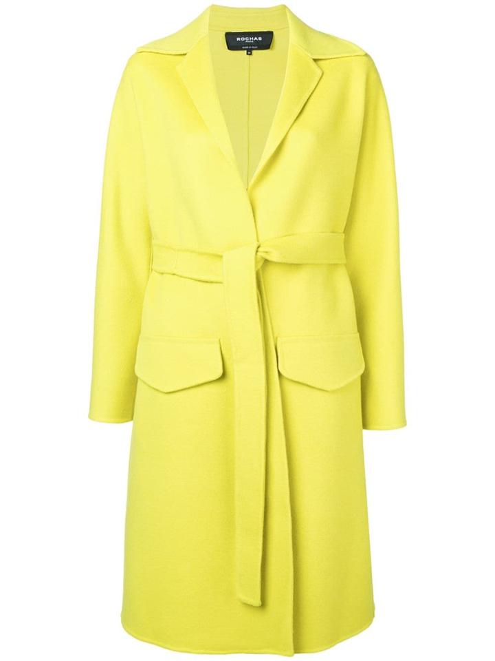 Rochas Belted Trench Coat - Yellow & Orange