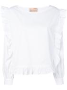 Erika Cavallini - Ruffle Trim Top - Women - Cotton/spandex/elastane - 42, White, Cotton/spandex/elastane