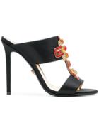 Versace Embellished Cross Mules - Black