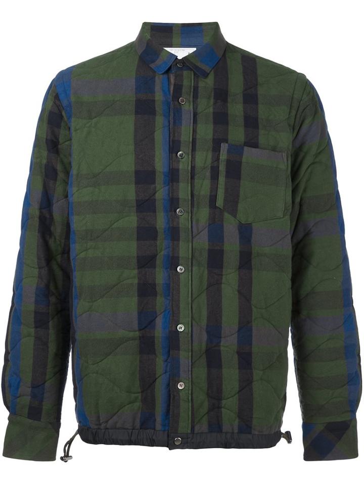 Sacai Quilted Shirt Jacket, Men's, Size: 3, Green, Cotton/polyester
