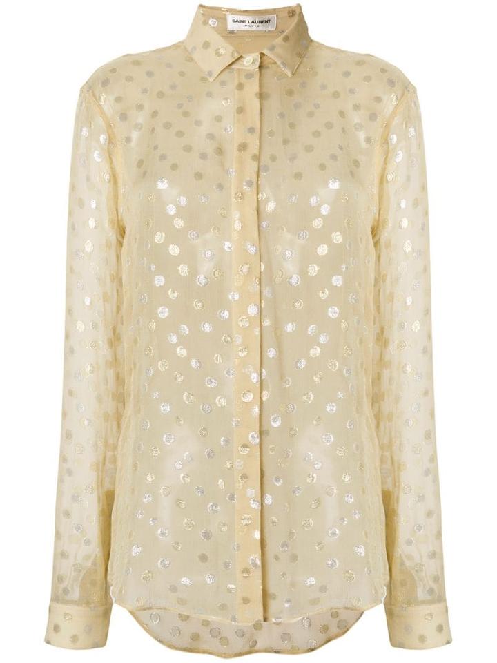 Saint Laurent Fil Coupé Georgette Shirt - Neutrals