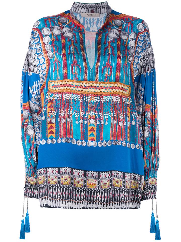 Etro - Printed Tunic - Women - Silk/cotton/polyester/viscose - 44, Blue, Silk/cotton/polyester/viscose