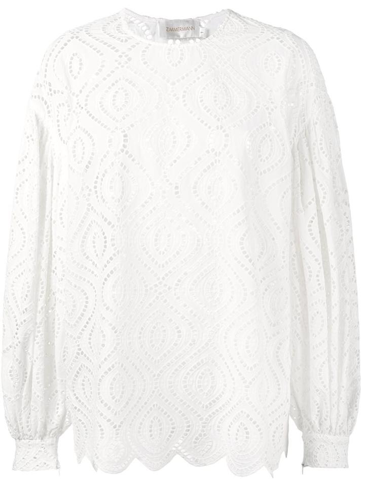 Zimmermann Oversized Crochet Blouse, Women's, Size: 0, White, Cotton