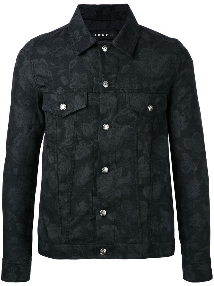 Roar Floral Patterned Jacket, Men's, Size: Iii, Black, Polyester/cotton