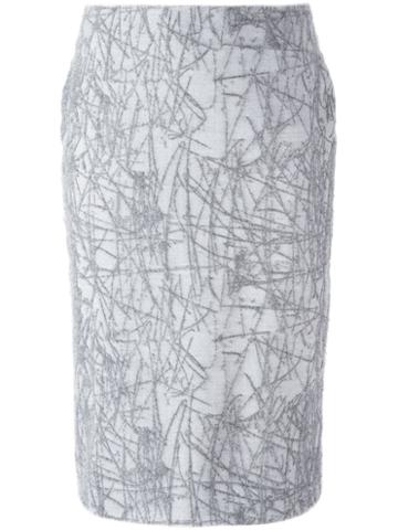 Cristiano Burani Printed Pencil Skirt, Women's, Size: 42, Grey, Polyester/viscose/spandex/elastane