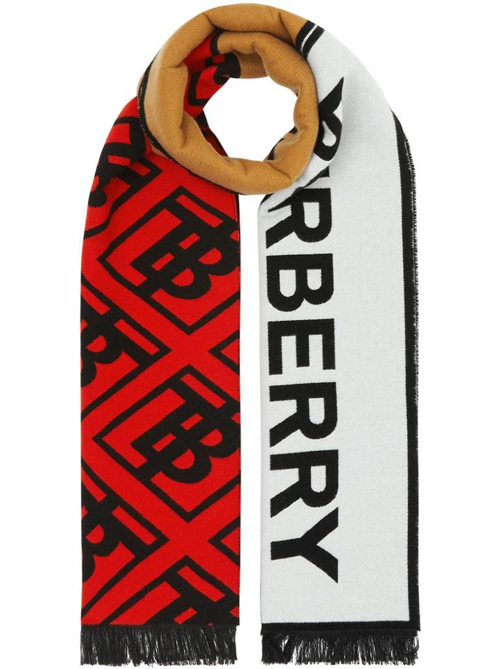 Burberry Contrast Logo Graphic Scarf - Brown