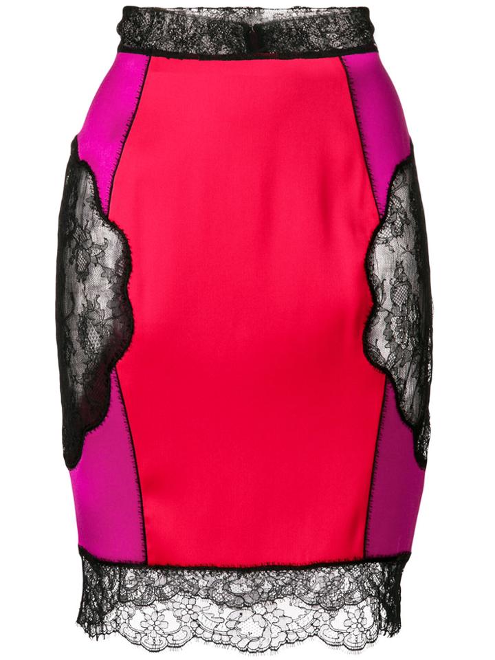 La Perla Lace Panel Skirt - Red
