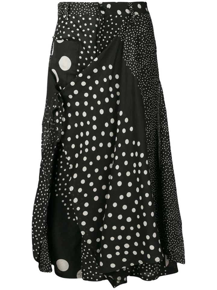 Yohji Yamamoto Polka-dot Mesh Pattern Loose Trousers - Black