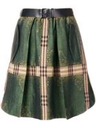 Alberta Ferretti Check Detail Skirt - Green