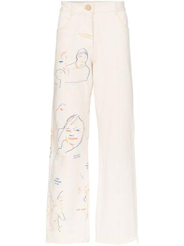 Bethany Williams Portraits Print Straight Leg Jeans - Neutrals