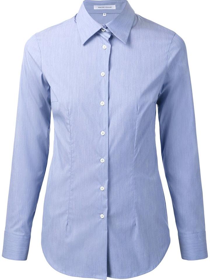 Walter Voulaz Slim-fit Shirt, Women's, Size: 46, Blue, Cotton/polyamide/spandex/elastane