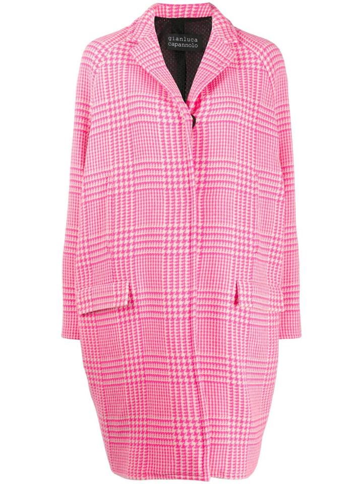 Gianluca Capannolo Houndstooth Pattern Single-breasted Coat - Pink