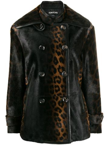 Tom Ford Leopard Print Coat - Brown