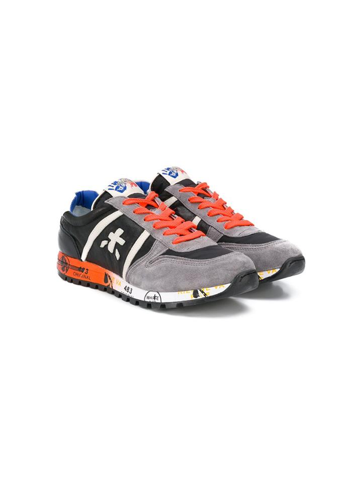Premiata Kids Logo Trim Colour Block Sneakers - Grey