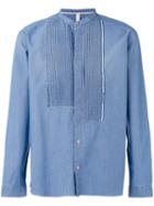 Dnl Pleated Bib Shirt, Men's, Size: 43, Blue, Cotton