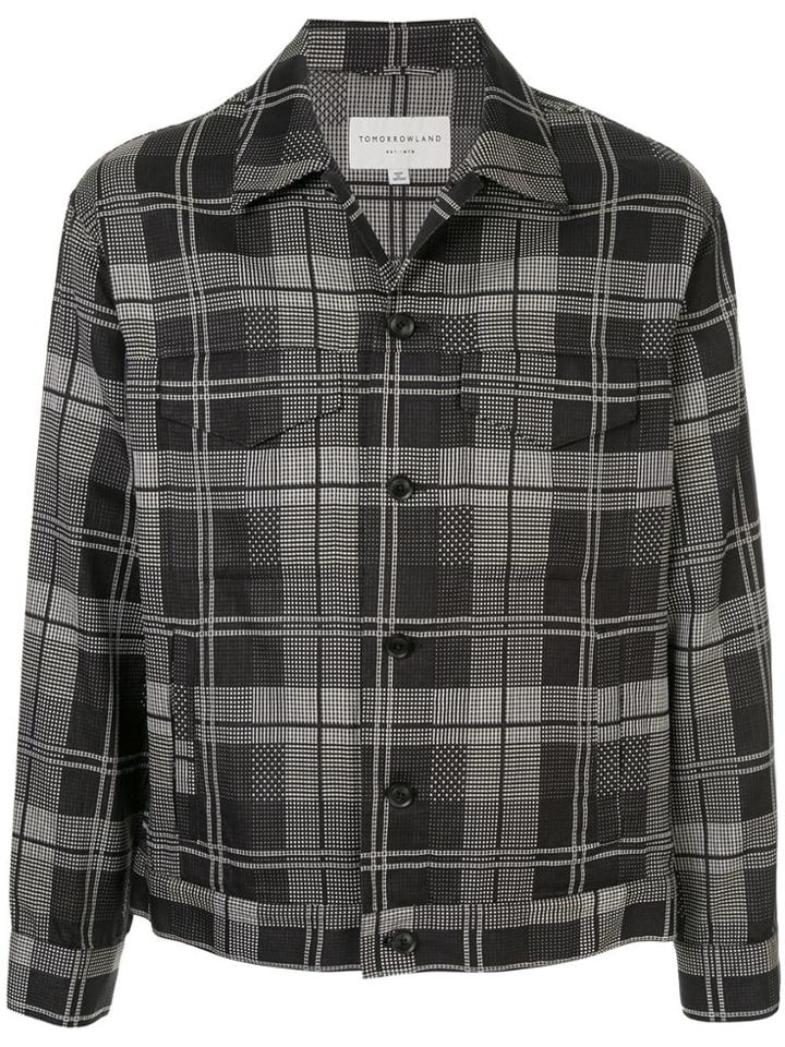 Tomorrowland Checked Trucker Jacket - Grey