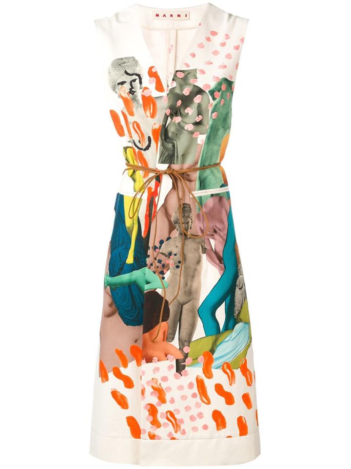 Marni Sleeveless Printed Dress - Neutrals