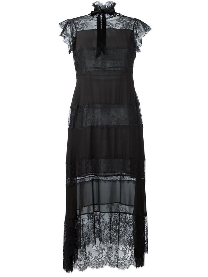Philosophy Di Lorenzo Serafini Semi-sheer Lace Dress, Women's, Size: 44, Black, Polyester/polyamide/silk