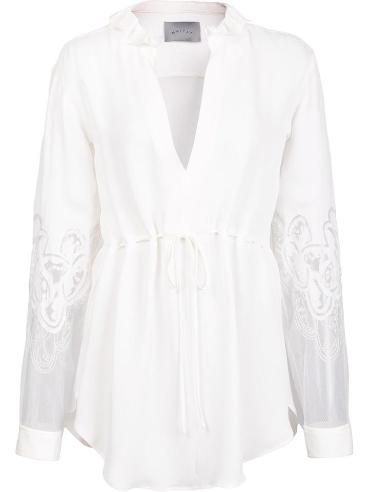Maiyet Cascade Collar Blouse, Women's, Size: 8, White, Silk