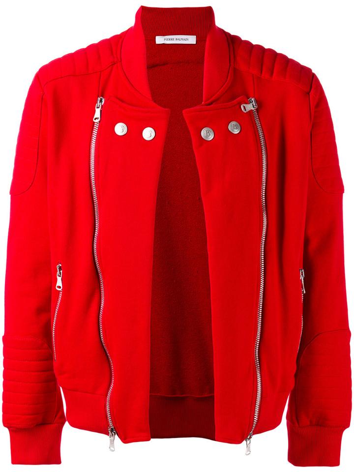 Pierre Balmain Quilted Detail Jacket, Men's, Size: 46, Red, Cotton/polyester