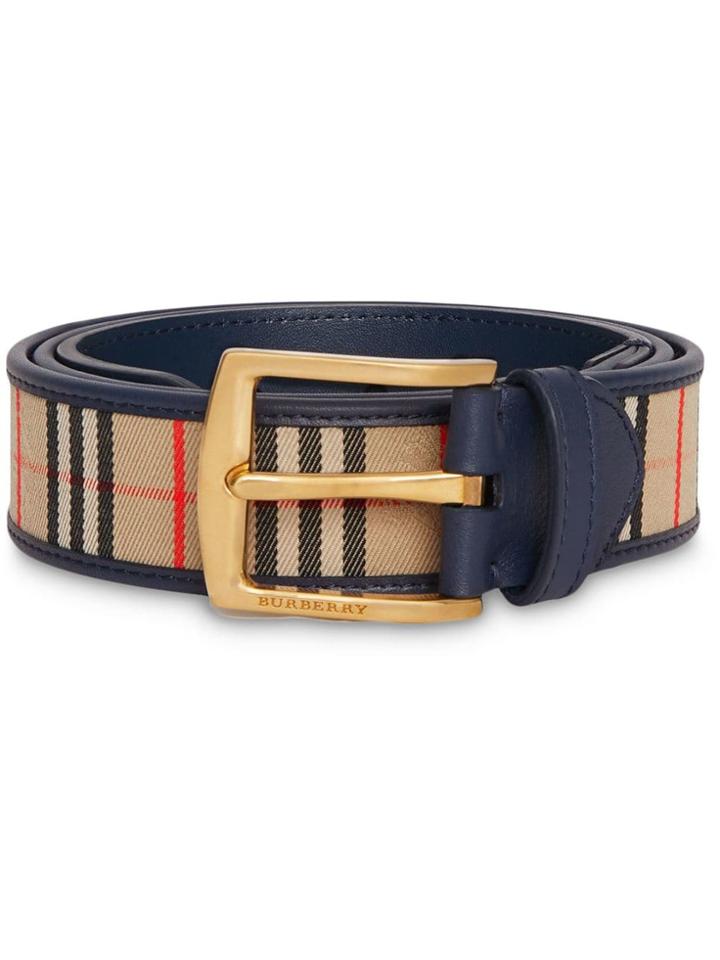 Burberry 1983 Check And Leather Belt - Blue