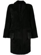 Yves Salomon Meteo Shearling Mid-length Coat - Black