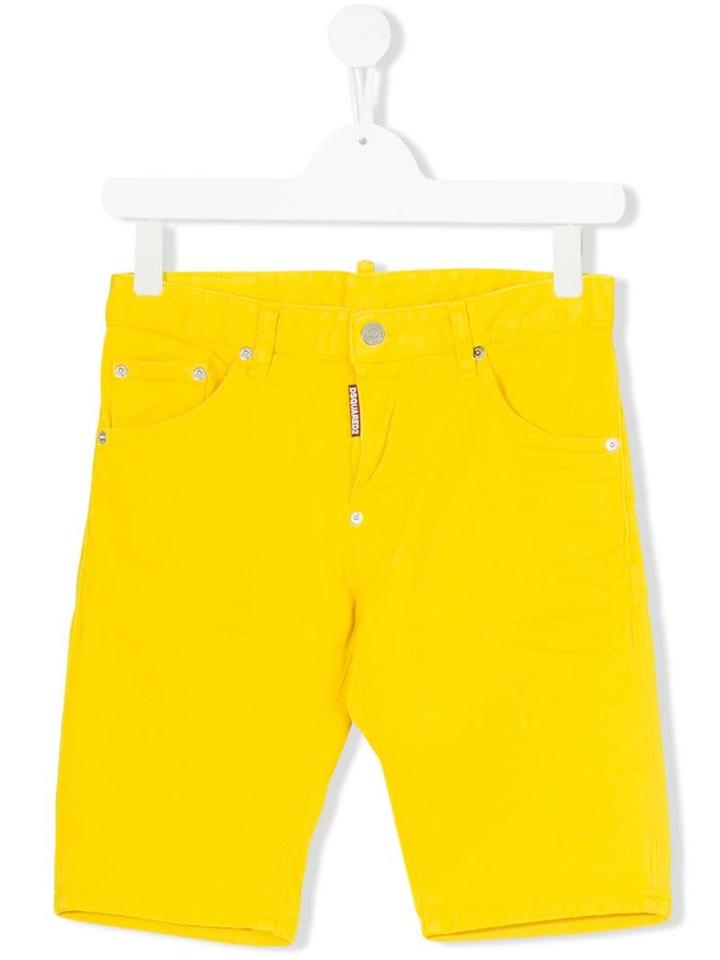 Dsquared2 Kids Teen Stretch Denim Shorts - Yellow