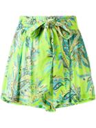 Etro - Tie Waist Print Shorts - Women - Viscose - 38, Green, Viscose