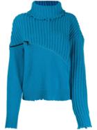 Unravel Project Roll Neck Zipped Jumper - Blue