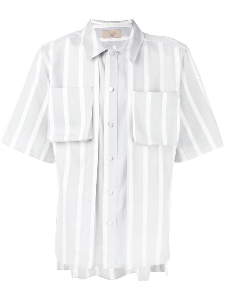 Maison Flaneur - Oversize Short Sleeve Shirt - Men - Silk/cotton - 48, Grey, Silk/cotton