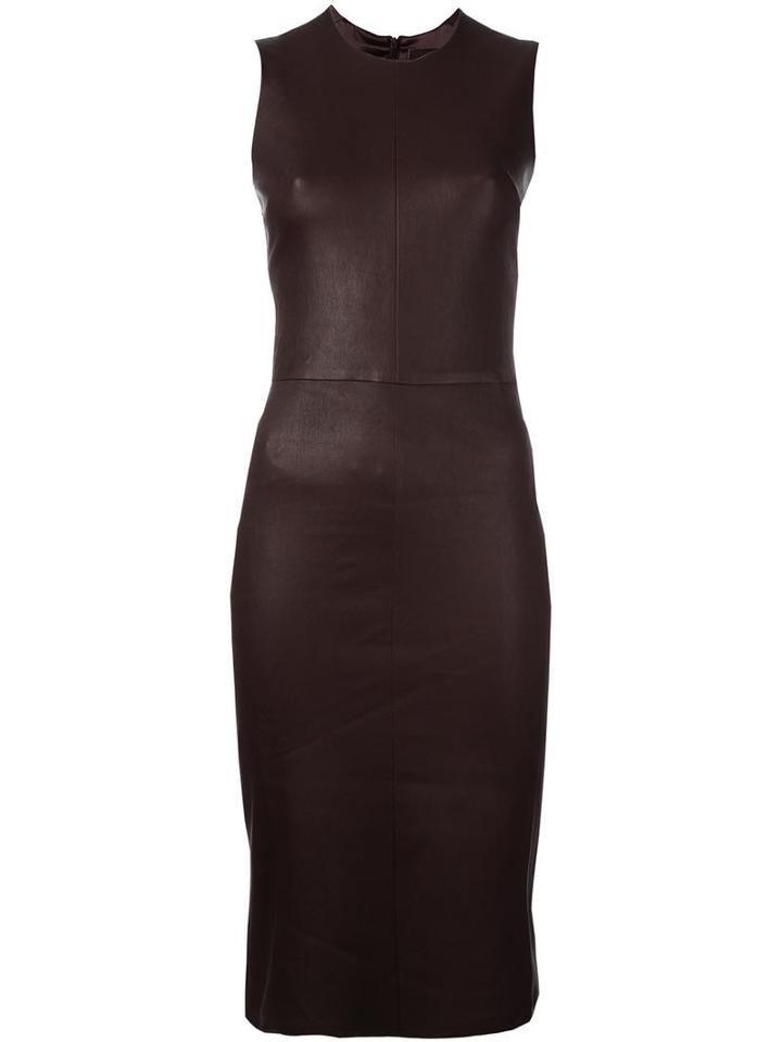 Stouls 'eva Plonge' Dress, Women's, Size: Medium, Brown, Lamb Skin/cotton/lyocell/spandex/elastane