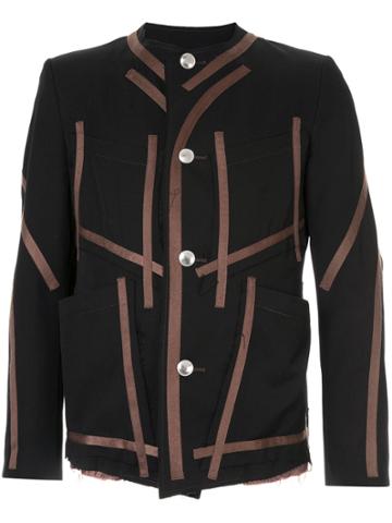 Sulvam Contrast Fitted Jacket - Black