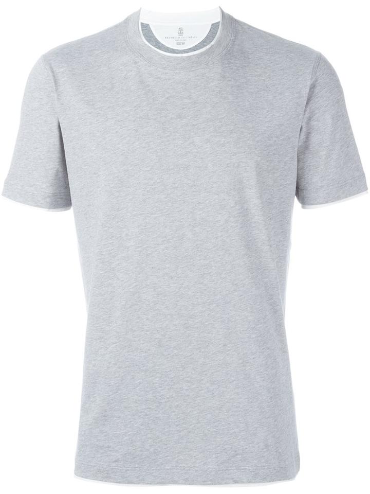 Brunello Cucinelli Basic T-shirt, Men's, Size: Xxl, Grey, Cotton
