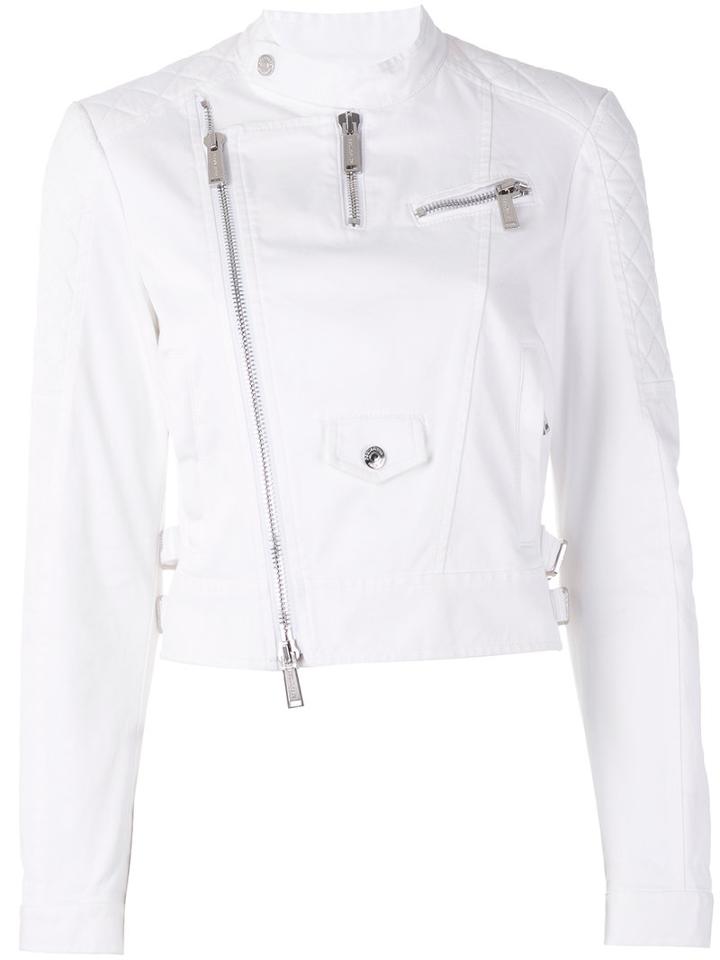 Dsquared2 - Biker Jacket - Women - Cotton/polyester/spandex/elastane/copper - 40, White, Cotton/polyester/spandex/elastane/copper