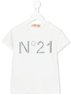 No21 Kids Embellished Logo T-shirt, Toddler Girl's, Size: 4 Yrs, White