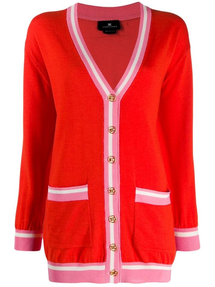 Elisabetta Franchi Striped Trim Cardigan - Red