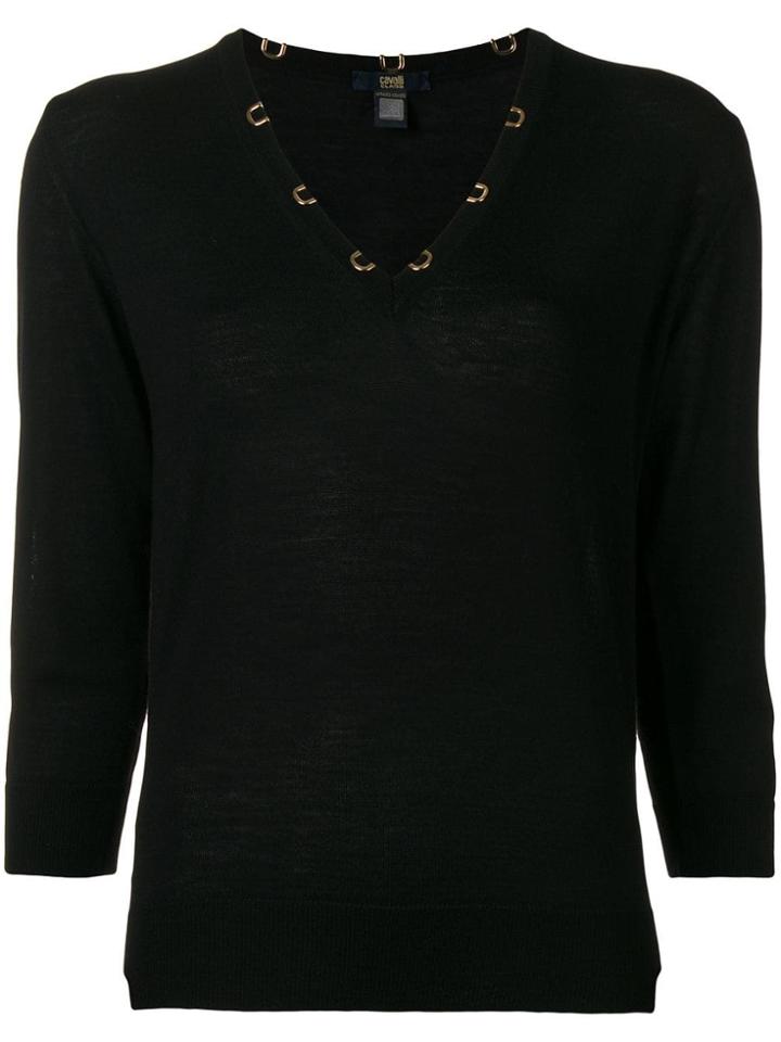 Cavalli Class V-neck Sweater - Black