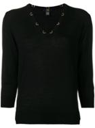 Cavalli Class V-neck Sweater - Black