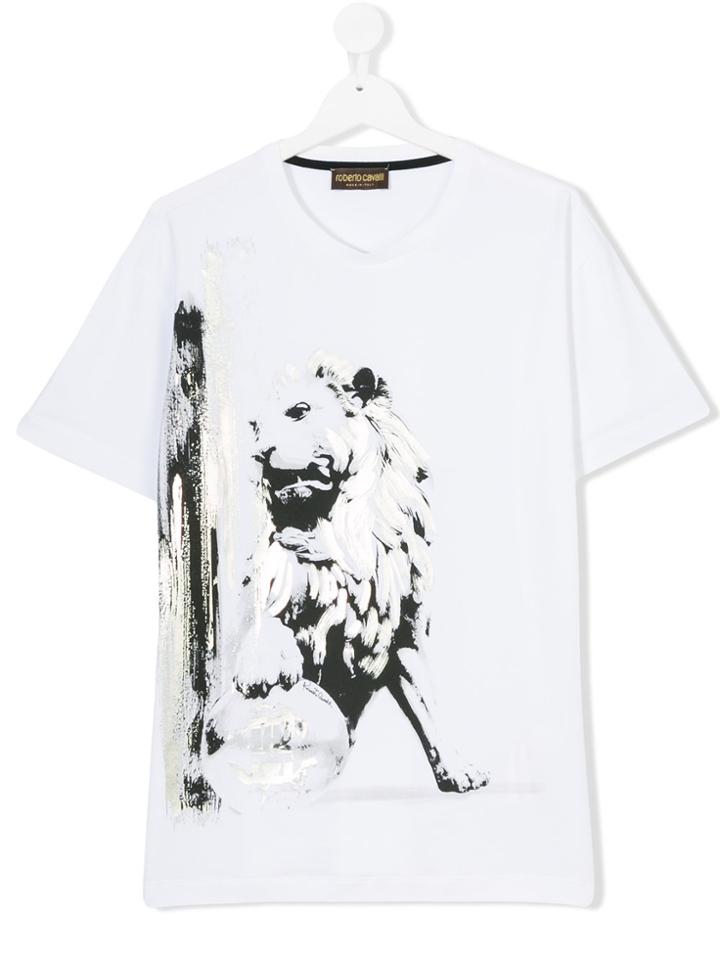 Roberto Cavalli Kids Tiger Print T-shirt - White