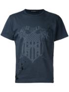 Roar Distressed Coat Of Arms Printed T-shirt, Men's, Size: Ii, Black, Cotton
