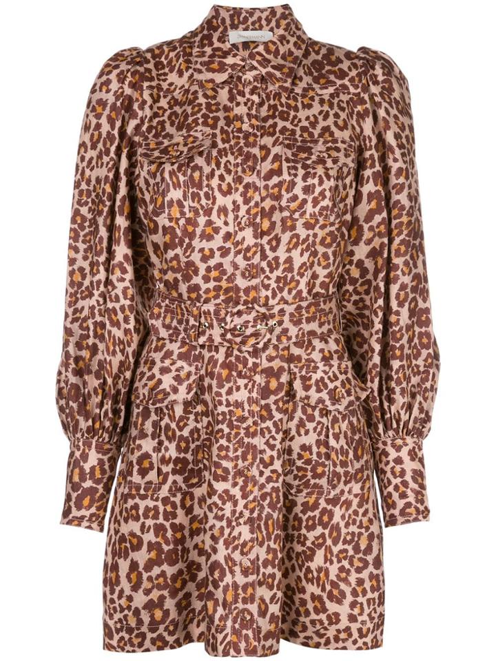 Zimmermann Leopard Shirt Dress - Brown