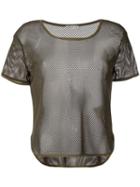 Moncler - Sheer Mesh T-shirt - Women - Elastodiene/polyimide - L, Green, Elastodiene/polyimide