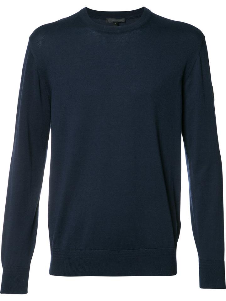 Belstaff Crew Neck Jumper, Men's, Size: Medium, Blue, Cotton